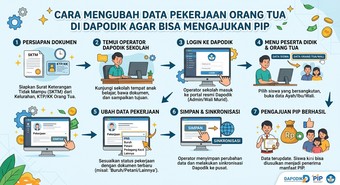 Cara Mengubah Data Pekerjaan Orang Tua di Dapodik Agar Bisa Mengajukan PIP