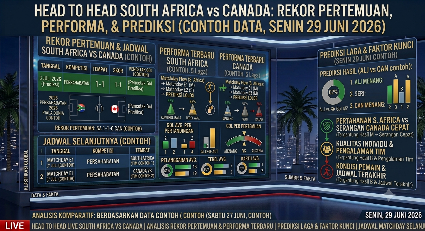 Head to Head South Africa vs Canada: Rekor Pertemuan, Performa Terbaru, dan Prediksi Laga