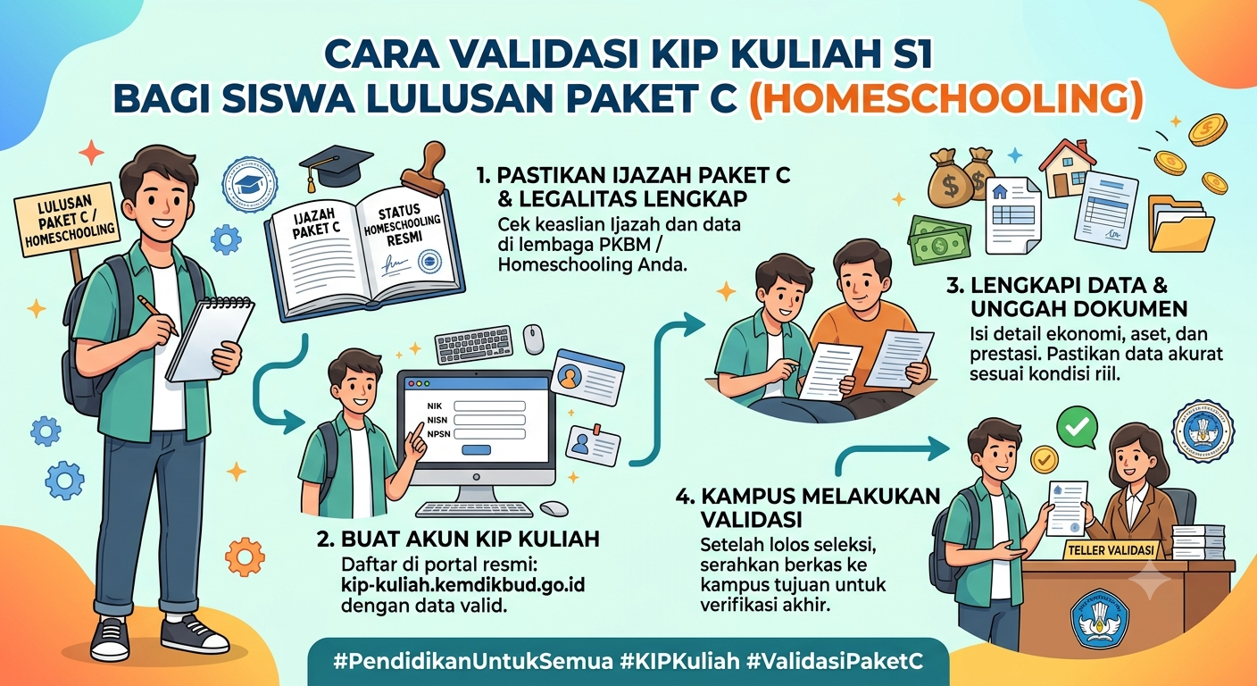Cara Validasi KIP Kuliah S1 Bagi Siswa Lulusan Paket C (Homeschooling)