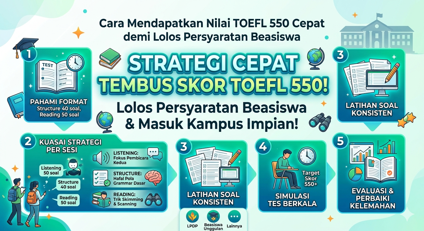Cara Mendapatkan Nilai TOEFL 550 Cepat demi Lolos Persyaratan Beasiswa