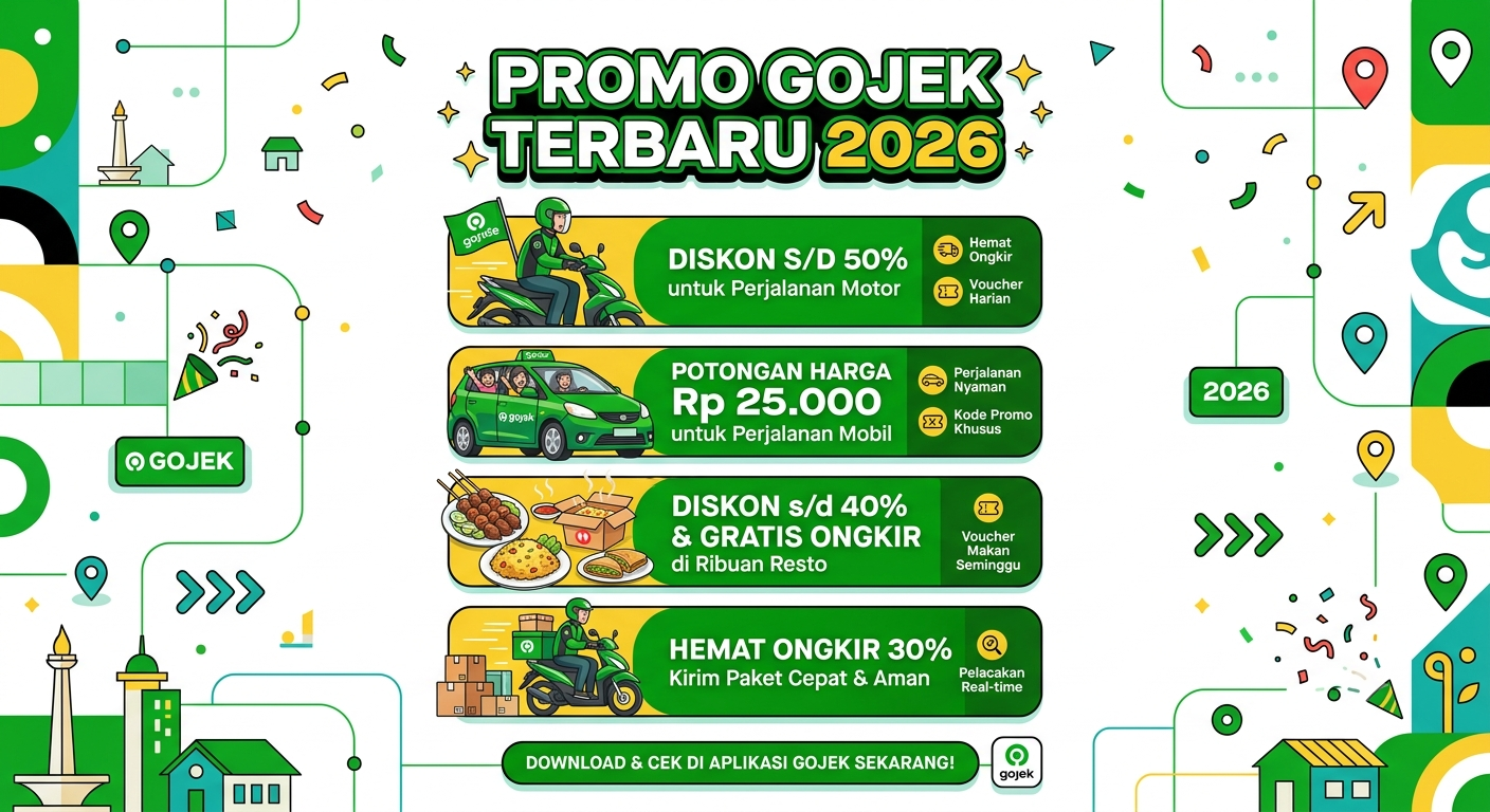 Promo Gojek Terbaru 2026, Daftar Diskon GoRide, GoCar, GoFood, dan GoSend