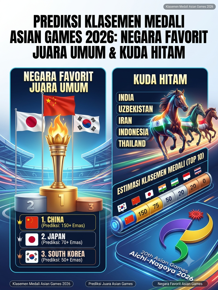 Prediksi Klasemen Medali Asian Games 2026: Negara Favorit Juara Umum dan Kuda Hitam