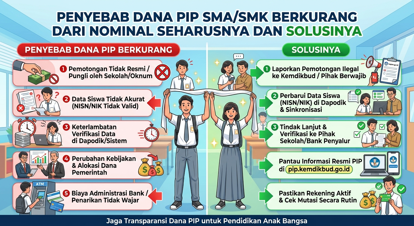 Penyebab Dana PIP SMA/SMK Berkurang dari Nominal Seharusnya dan Solusinya