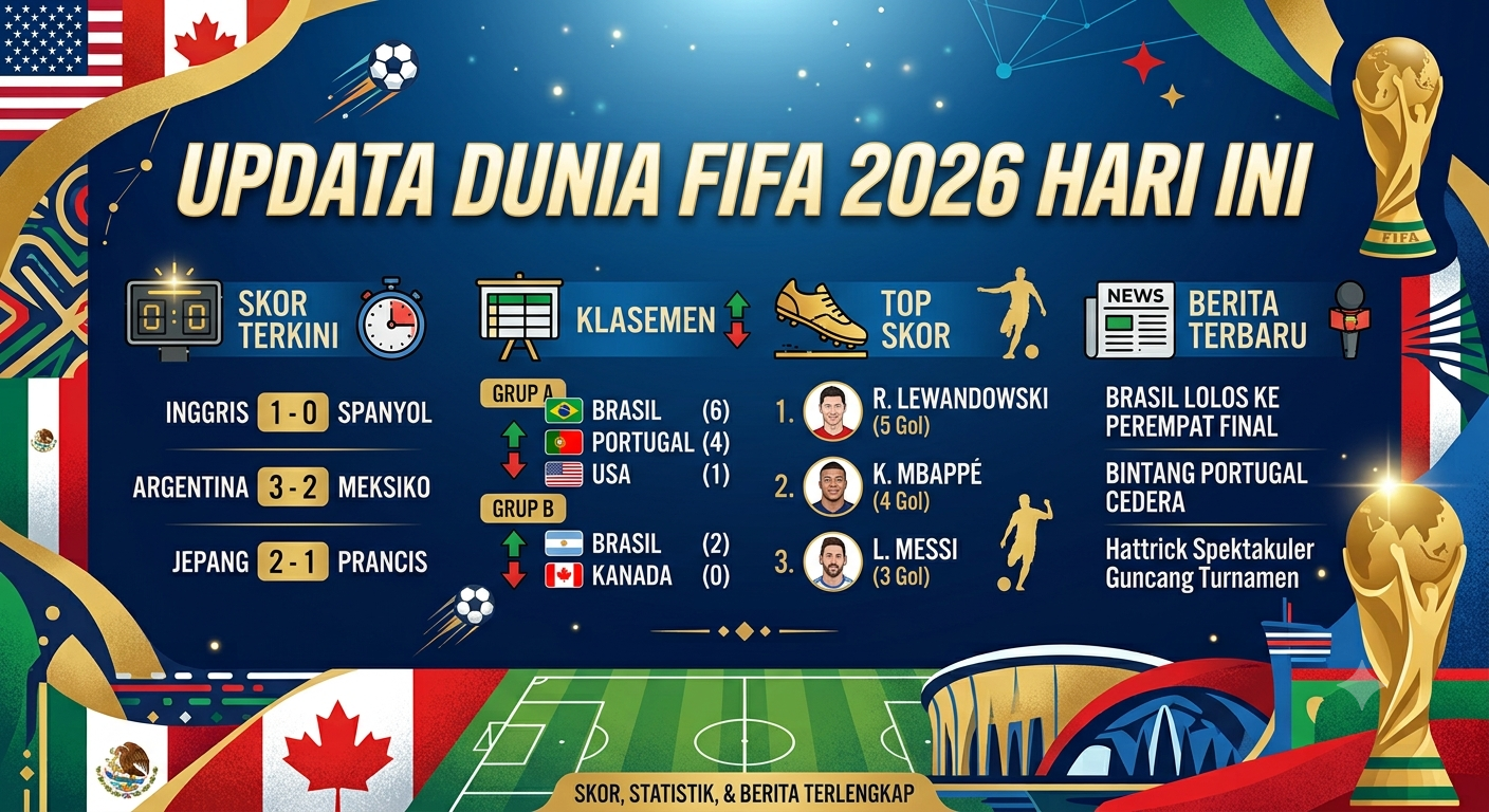 Update Piala Dunia FIFA 2026 Hari Ini: Skor Terkini, Klasemen, Top Skor, dan Berita Terbaru