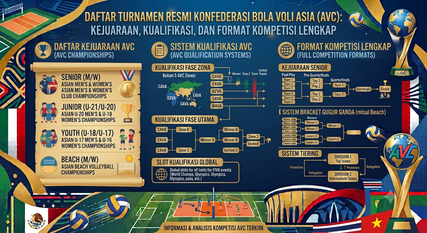 Daftar Turnamen Resmi Konfederasi Bola Voli Asia (AVC): Kejuaraan, Kualifikasi, dan Format Kompetisi Lengkap
