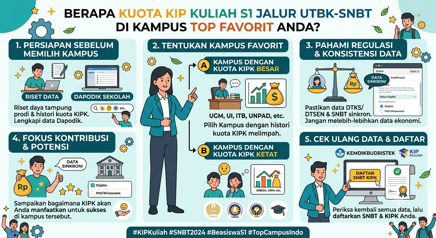 Berapa Kuota KIP Kuliah S1 Jalur UTBK-SNBT di Kampus Top Favorit Anda?