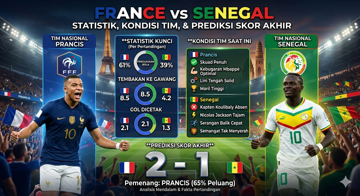 France vs Senegal: Statistik, Kondisi Tim, dan Prediksi Skor Akhir