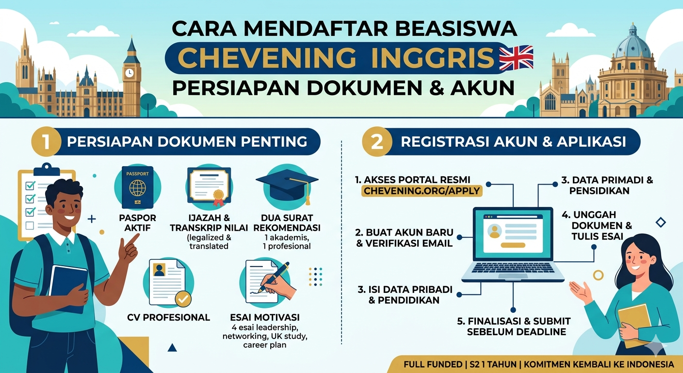 Cara Mendaftar Beasiswa Chevening Inggris: Persiapan Dokumen dan Akun