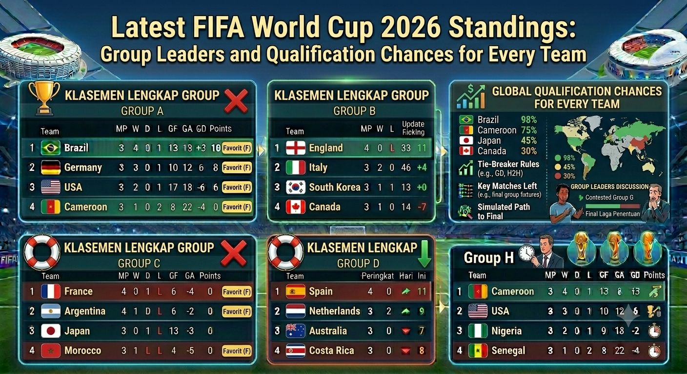 Latest FIFA World Cup 2026 Standings: Group Leaders and Qualification Chances for Every Team