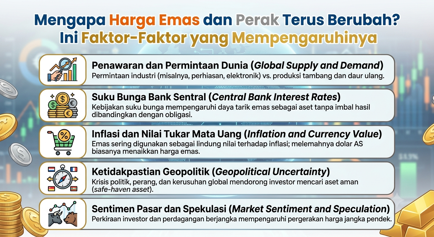 Mengapa Harga Emas dan Perak Terus Berubah? Ini Faktor-Faktor yang Mempengaruhinya