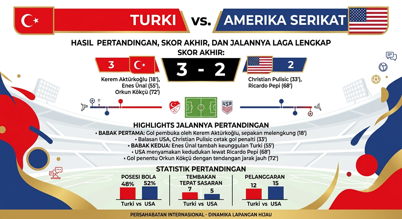 Turki vs Amerika Serikat: Hasil Pertandingan, Skor Akhir, dan Jalannya Laga Lengkap