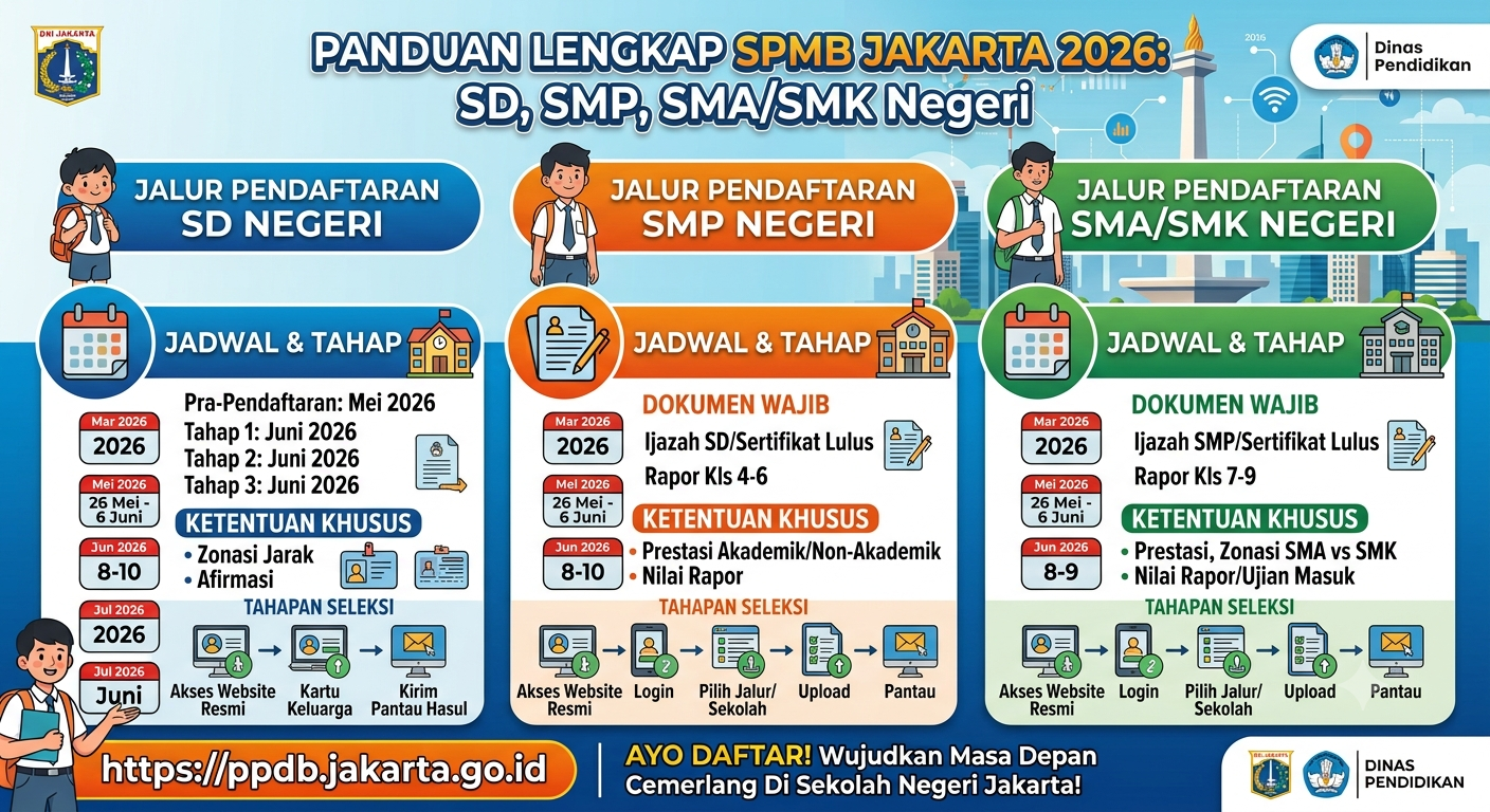 Panduan Lengkap SPMB Jakarta 2026 untuk SD, SMP, dan SMA/SMK Negeri