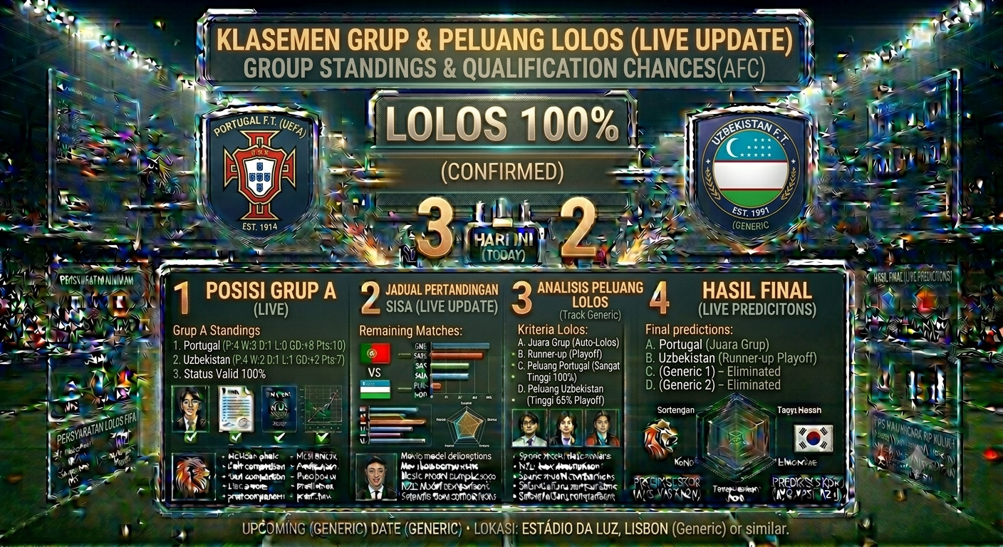 Klasemen Tim Nasional Sepak Bola Portugal vs Tim Nasional Uzbekistan Terbaru: Posisi Grup dan Peluang Lolos