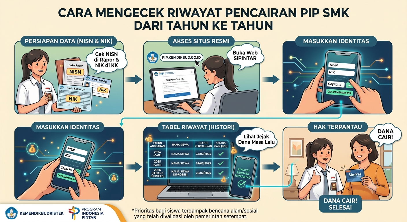 Cara Mengecek Riwayat Pencairan PIP SMK dari Tahun ke Tahun