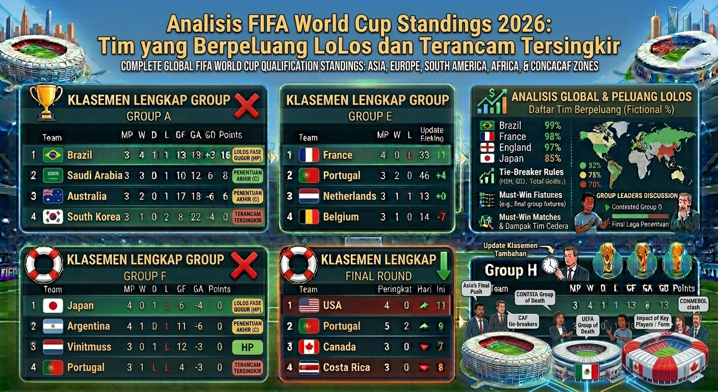 Analisis FIFA World Cup Standings 2026: Tim yang Berpeluang Lolos dan Terancam Tersingkir