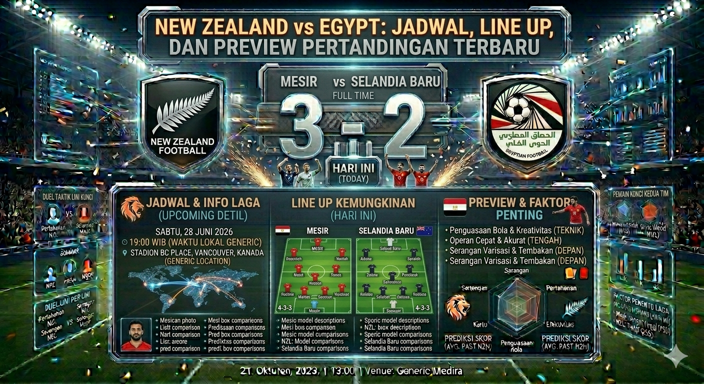 New Zealand vs Egypt: Jadwal, Line Up, dan Preview Pertandingan Terbaru