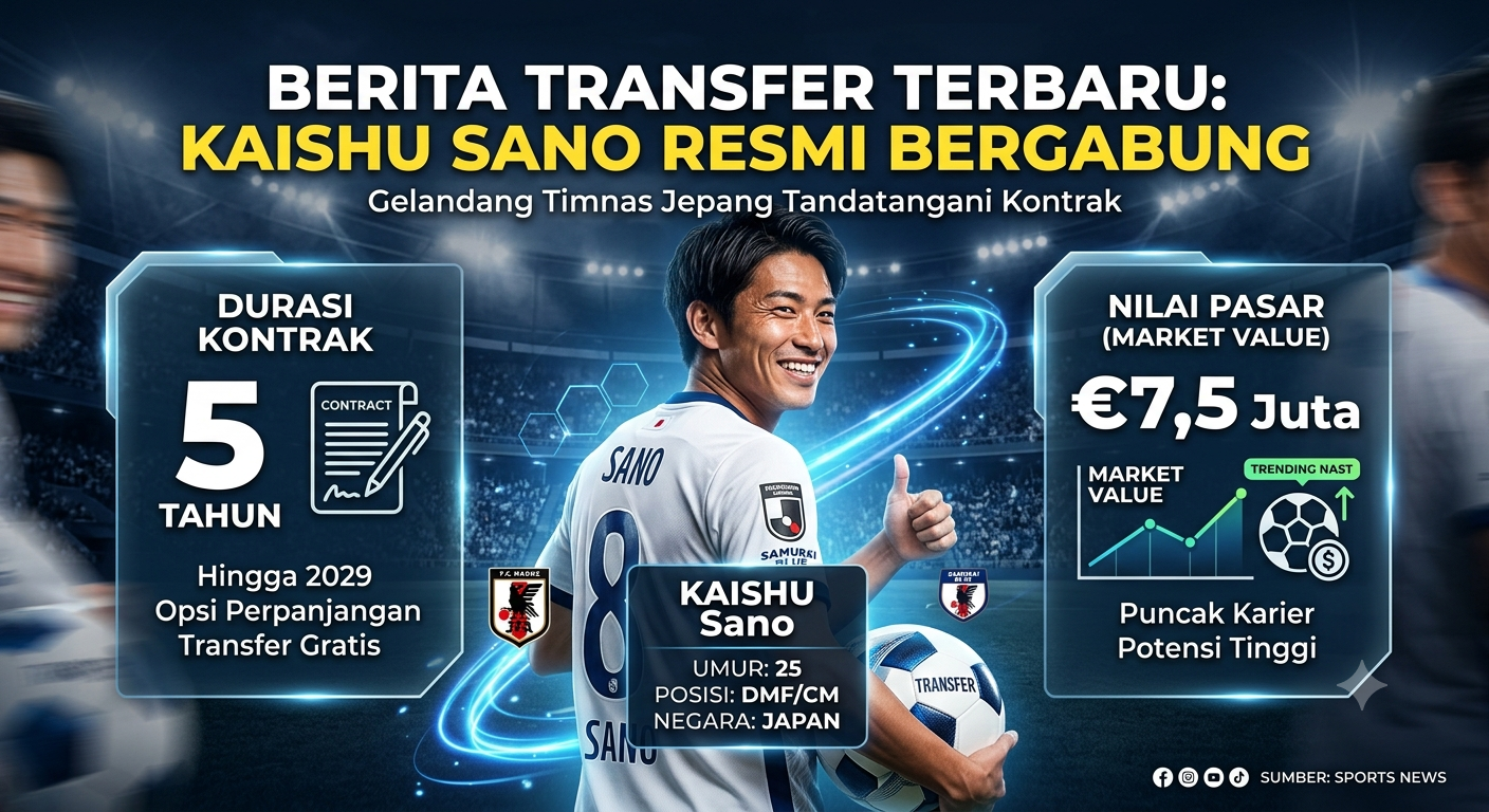 Berita Transfer Terbaru: Kaishu Sano Resmi Bergabung, Intip Durasi Kontrak dan Nilai Pasarnya