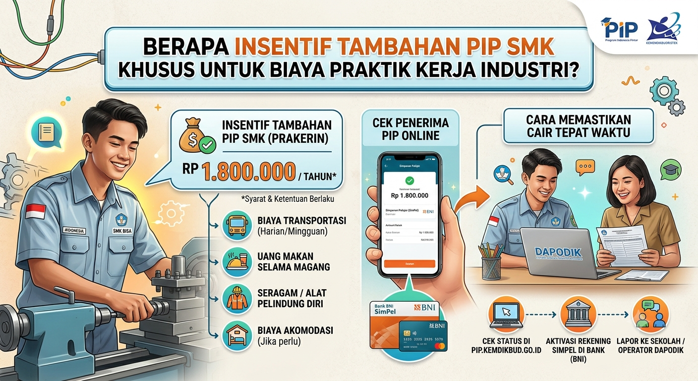 Berapa Insentif Tambahan PIP SMK Khusus untuk Biaya Praktik Kerja Industri?