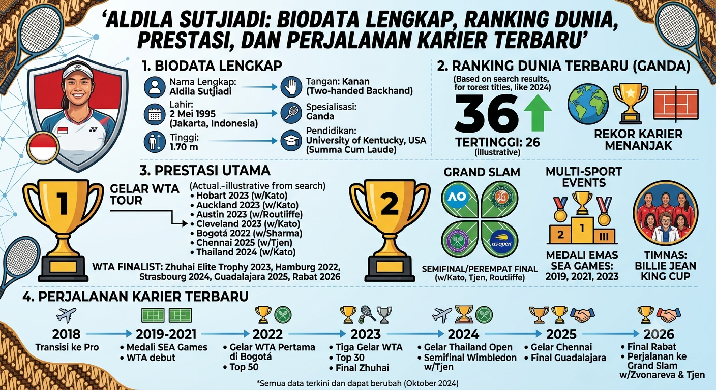 Aldila Sutjiadi Biodata Lengkap, Ranking Dunia, Prestasi, dan Perjalanan Karier Terbaru
