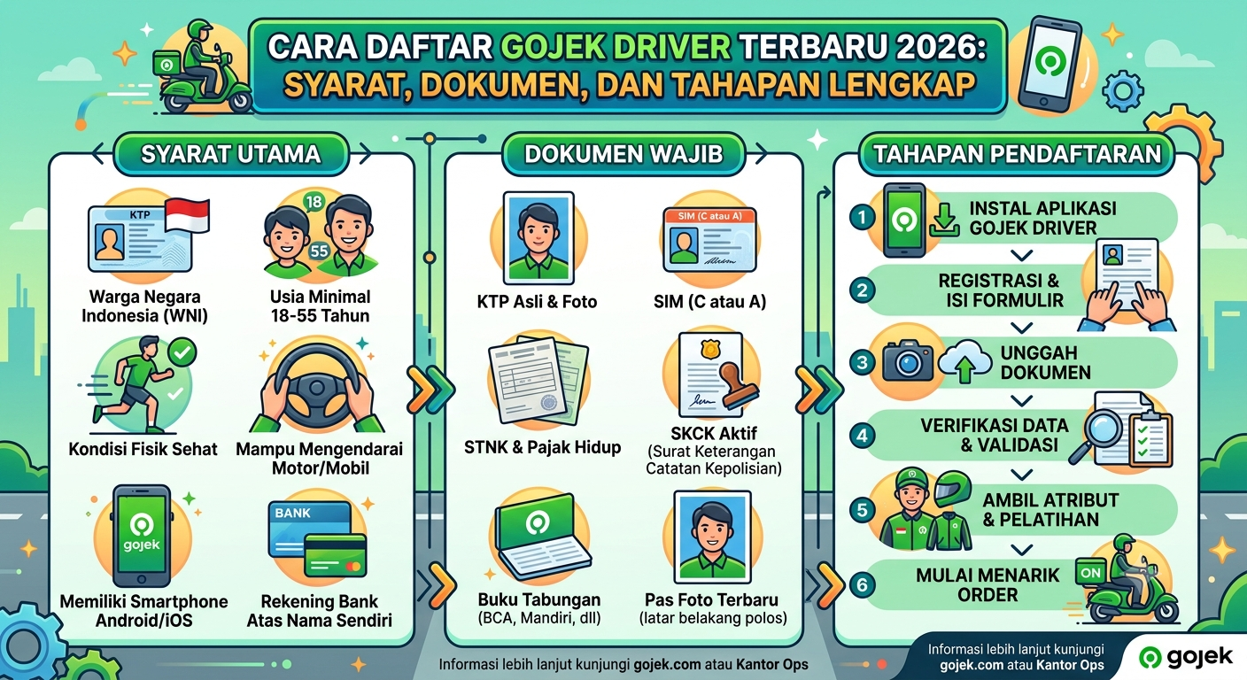 Cara Daftar Gojek Driver Terbaru 2026, Syarat, Dokumen, dan Tahapan Lengkap