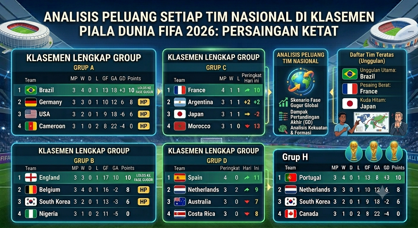 Persaingan Ketat di Klasemen Piala Dunia FIFA 2026: Analisis Peluang Setiap Tim Nasional