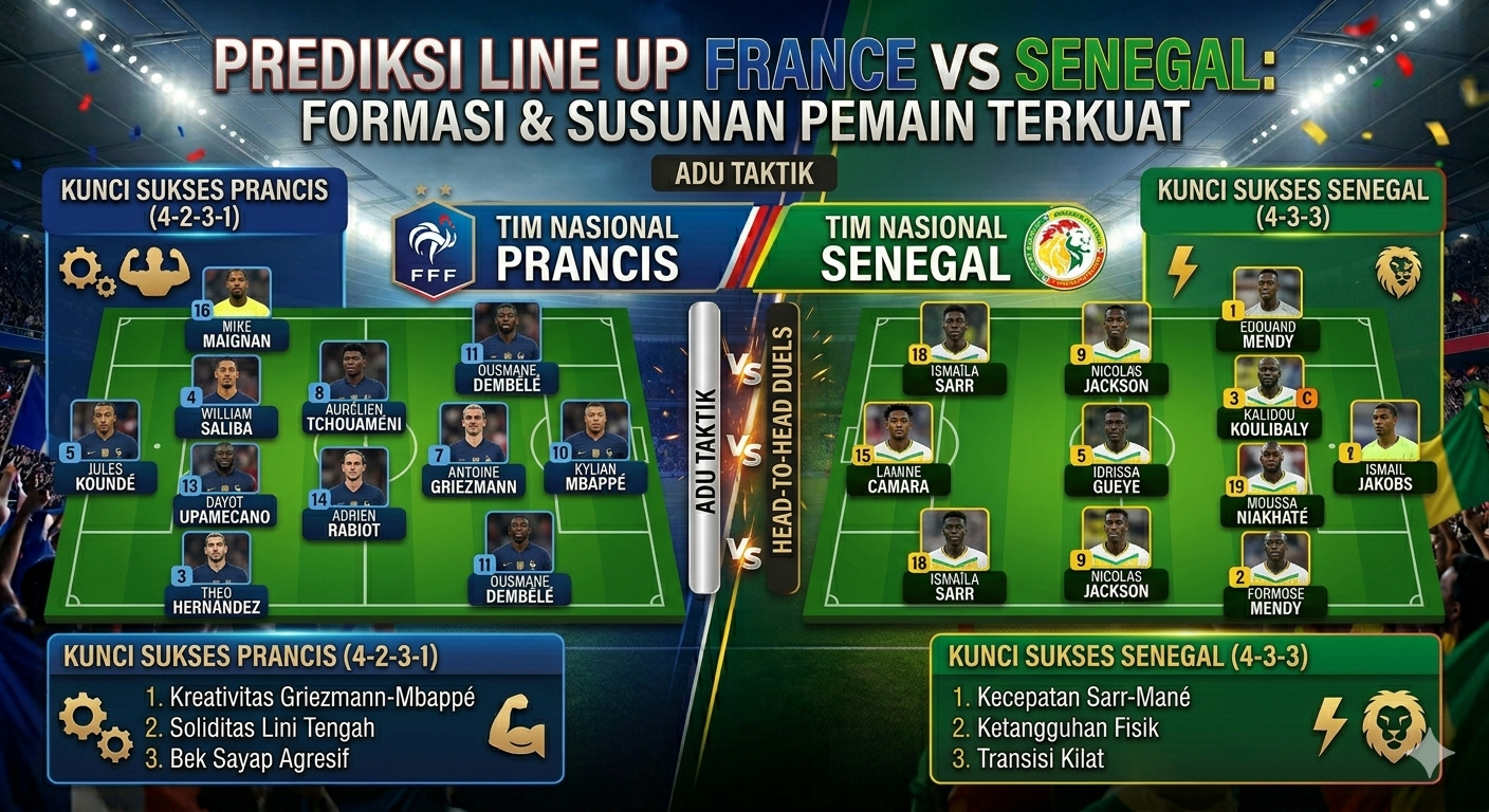 Prediksi Line Up France vs Senegal: Formasi dan Susunan Pemain Terkuat