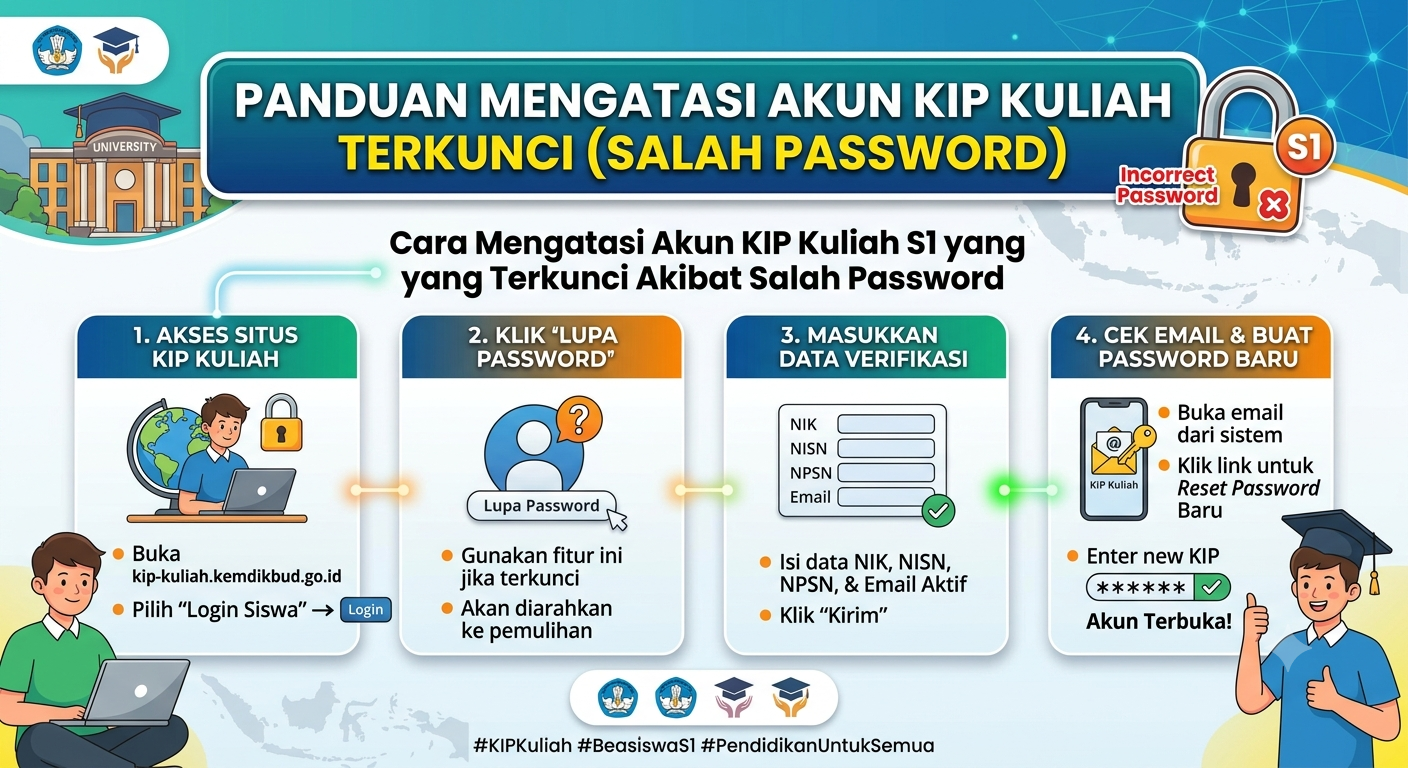 Cara Mengatasi Akun KIP Kuliah S1 yang Terkunci Akibat Salah Password