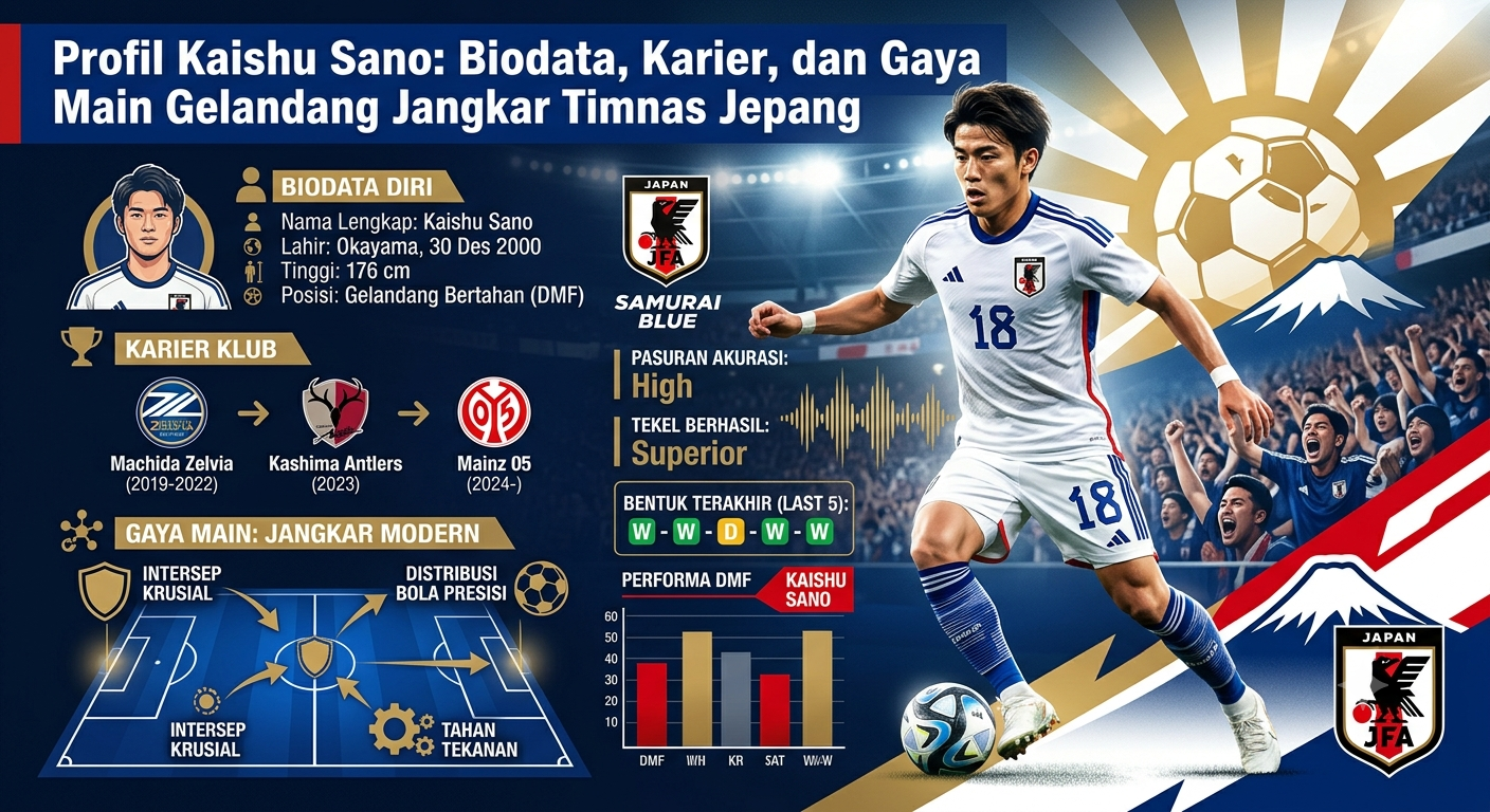 Profil Kaishu Sano: Biodata, Karier, dan Gaya Main Gelandang Jangkar Timnas Jepang