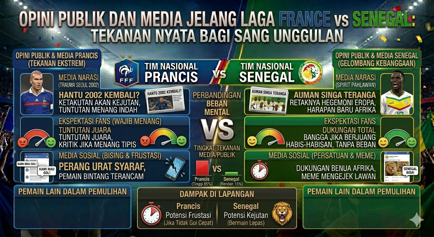 Opini Publik dan Media Jelang Laga France vs Senegal: Tekanan Nyata Bagi Sang Unggulan