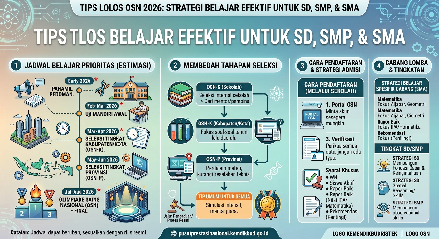 Tips Lolos Olimpiade Sains Nasional 2026: Strategi Belajar Efektif untuk SD, SMP, dan SMA