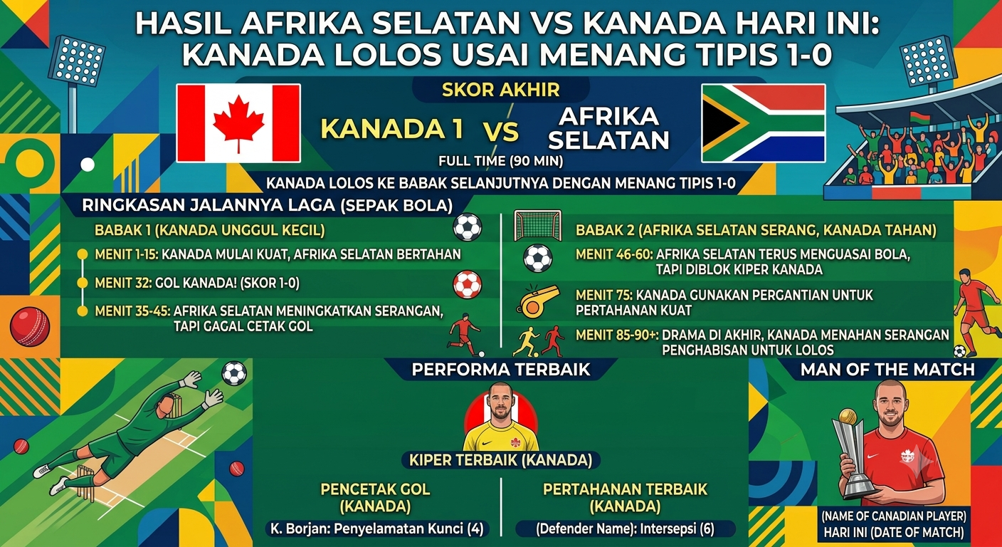 Hasil Afrika Selatan vs Kanada Hari Ini: Kanada Lolos Usai Menang Tipis 1-0