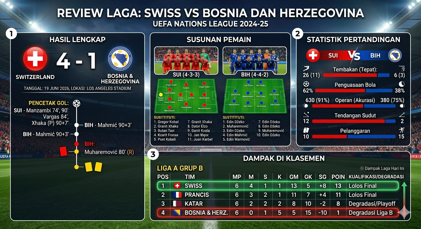 Swiss vs Bosnia dan Herzegovina: Hasil Lengkap, Statistik, dan Dampaknya di Klasemen