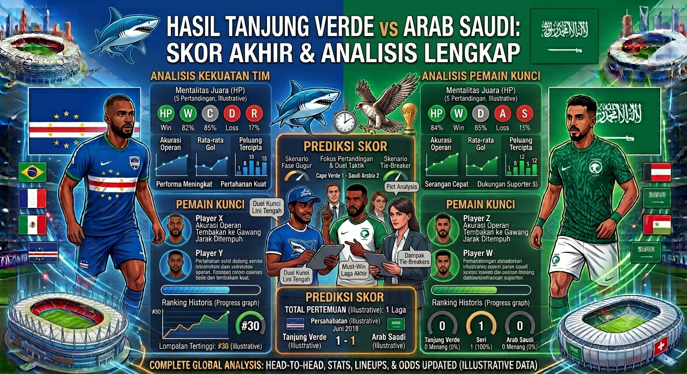 Hasil Tanjung Verde vs Arab Saudi Terbaru: Skor Akhir, Jalannya Pertandingan, Statistik, dan Klasemen