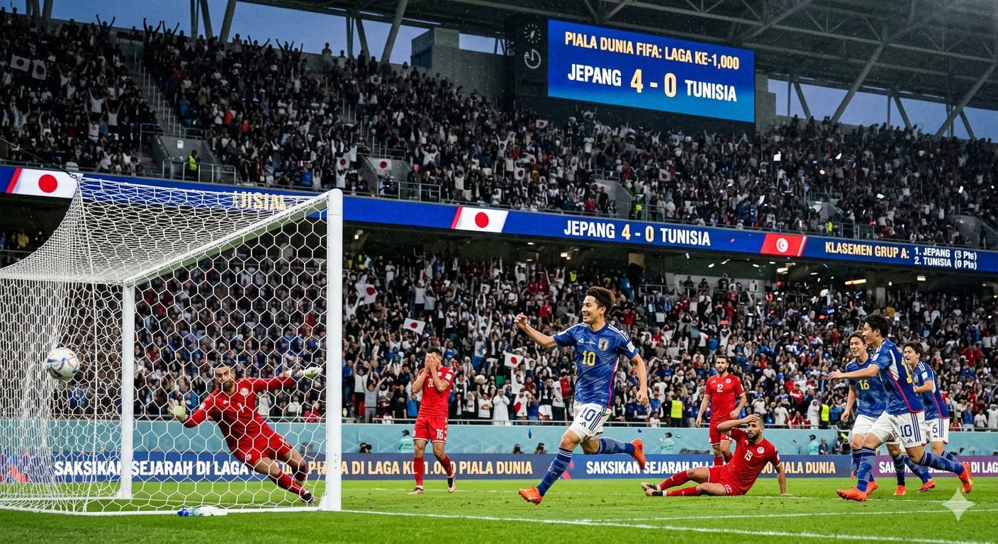 Saksikan Sejarah di Laga ke-1.000 Piala Dunia: Jepang Hancurkan Tunisia 4-0 dan Kuasai Papan Atas Klasemen