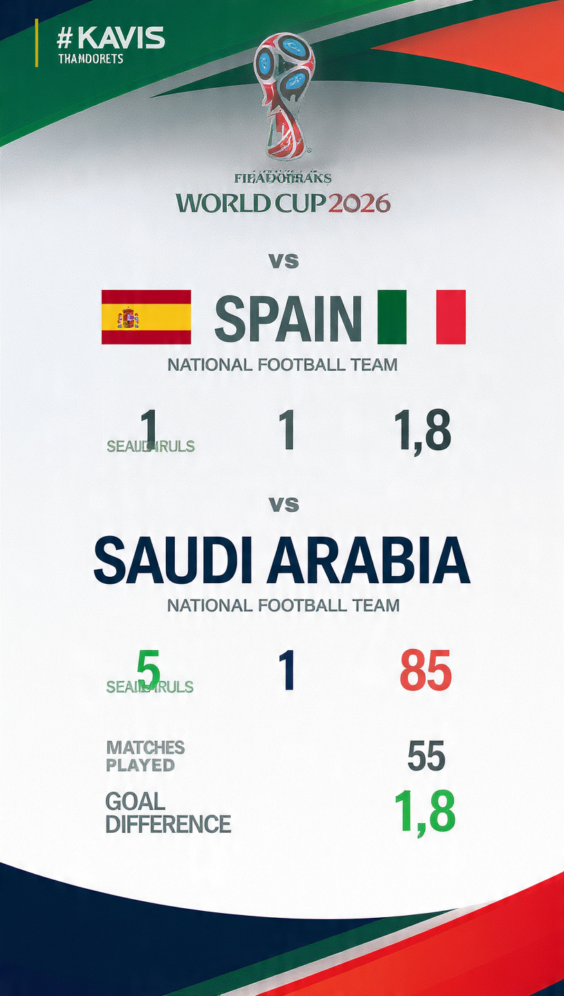 Klasemen Terkini Spain National Football Team vs Saudi Arabia National Football Team di Piala Dunia 2026