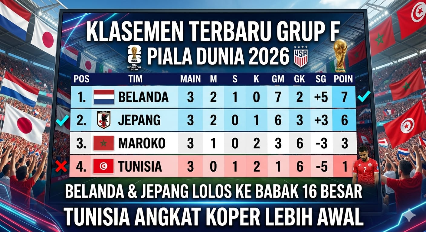 Klasemen Terbaru Grup F Piala Dunia 2026: Jepang Tempel Ketat Belanda, Tunisia Angkat Koper Lebih Awal