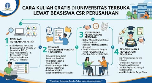 Cara Kuliah Gratis di Universitas Terbuka Lewat Beasiswa CSR Perusahaan