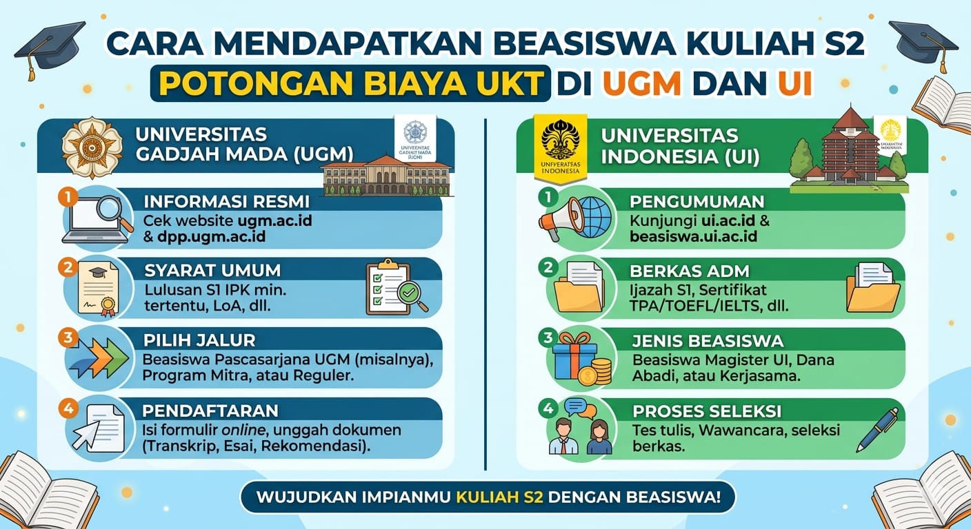Cara Mendapatkan Beasiswa Kuliah S2 Potongan Biaya UKT di UGM dan UI