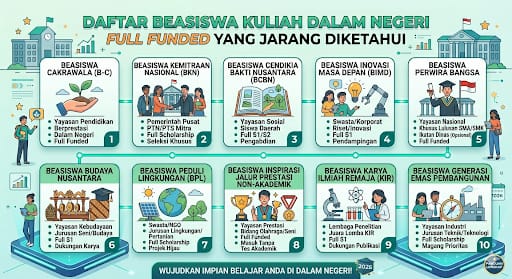 Rekomendasi Beasiswa Kuliah Dalam Negeri Full Funded yang Jarang Diketahui