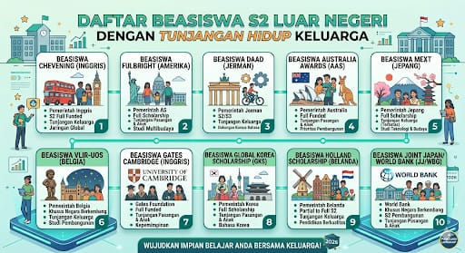Daftar Beasiswa S2 Luar Negeri yang Menyediakan Tunjangan Hidup Keluarga