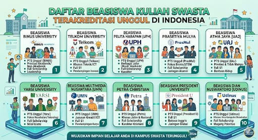 Pilihan Beasiswa Kuliah Swasta Terakreditasi Unggul di Indonesia
