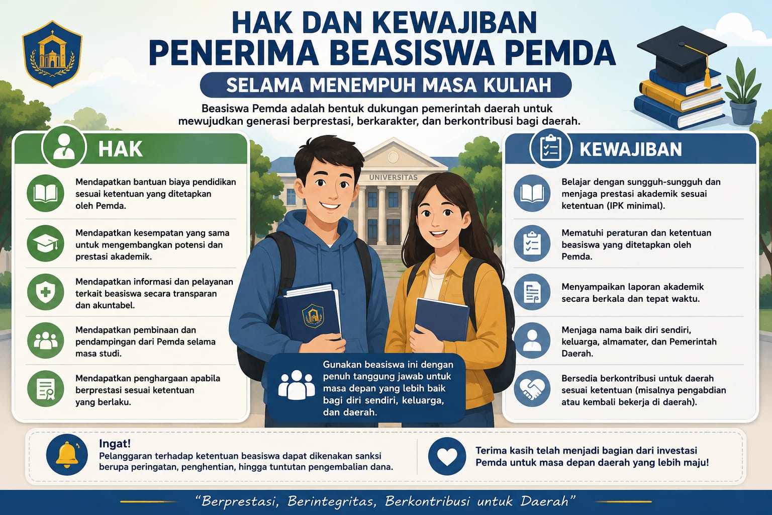 Hak dan Kewajiban Penerima Beasiswa Pemda Selama Menempuh Masa Kuliah