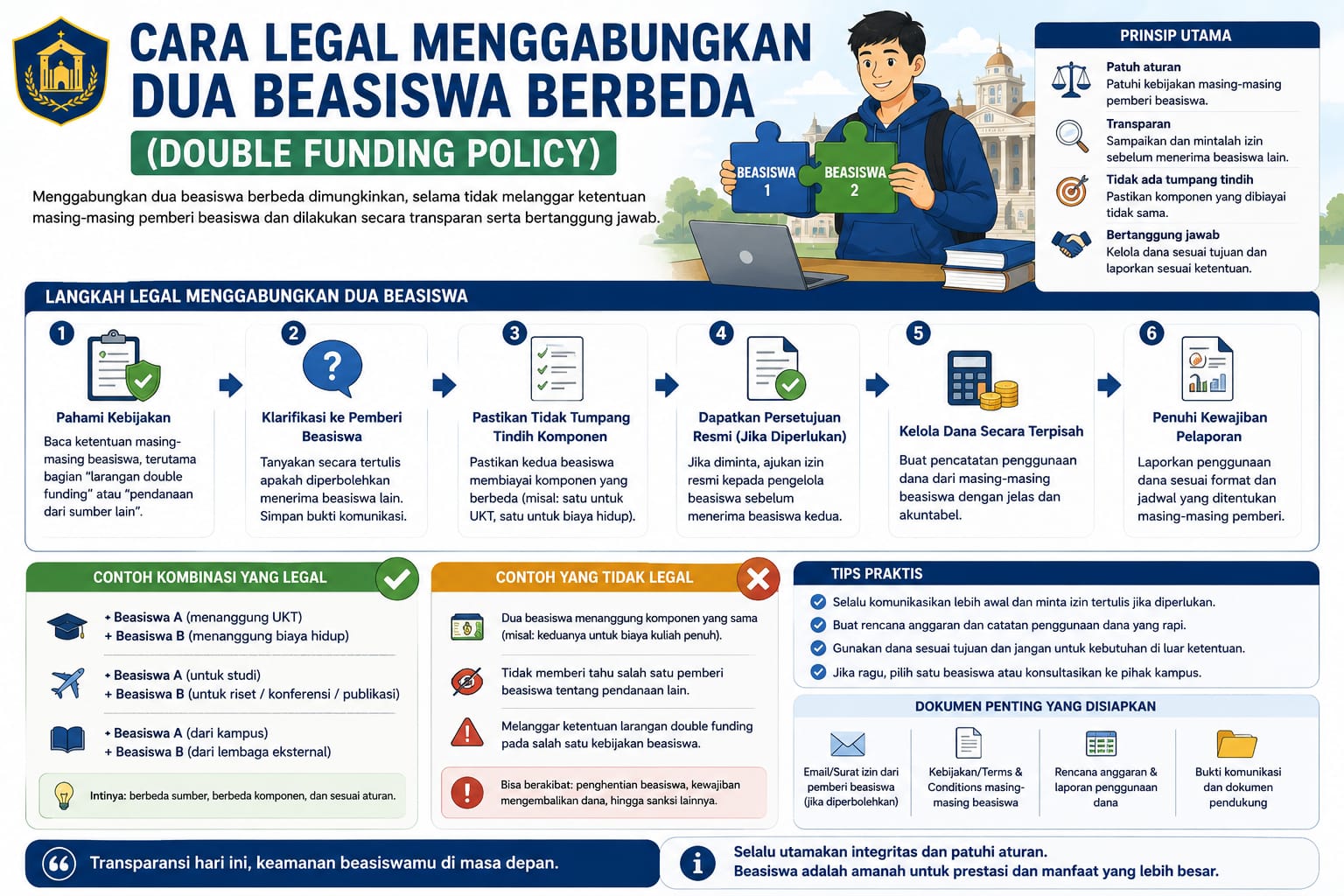 Cara Legal Menggabungkan Dua Beasiswa Berbeda (Double Funding Policy)