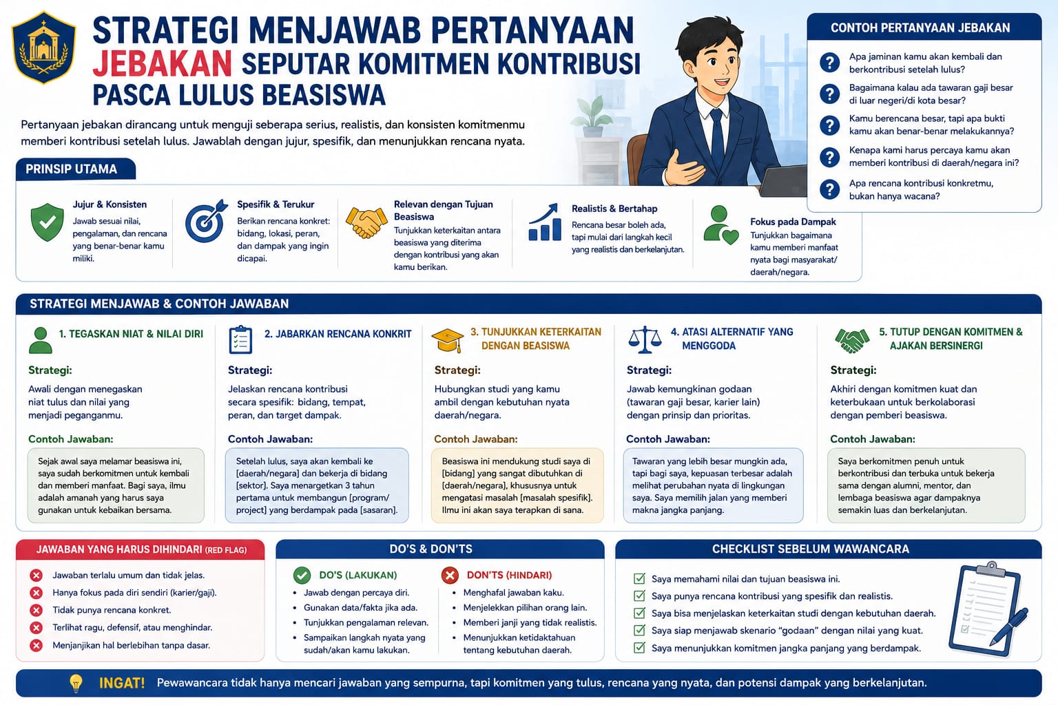 Strategi Menjawab Pertanyaan Jebakan Seputar Komitmen Kontribusi Pasca Lulus Beasiswa