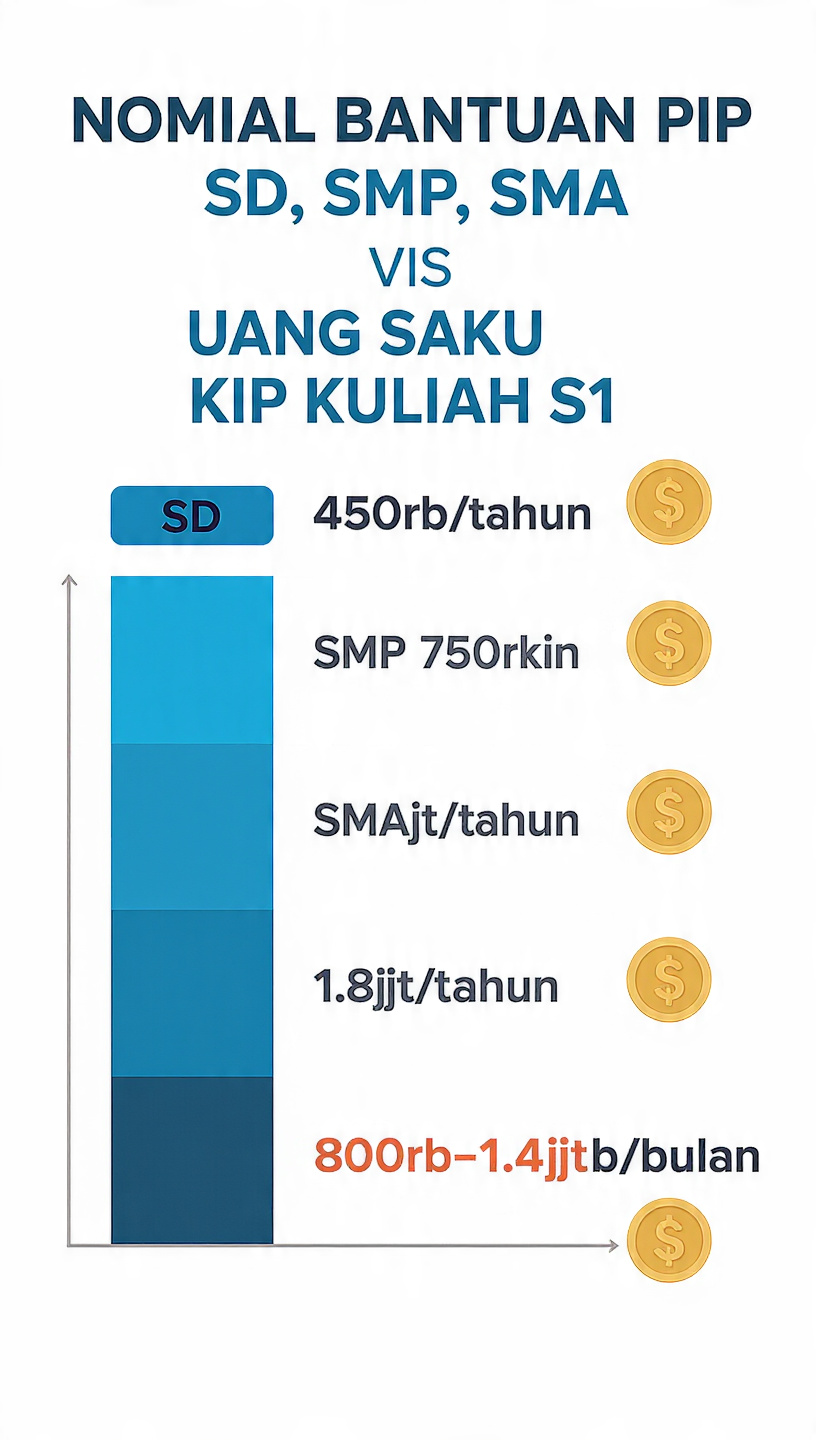 Perbandingan Nominal Bantuan PIP SD, SMP, SMA vs Uang Saku KIP Kuliah S1: Mana yang Lebih Besar?