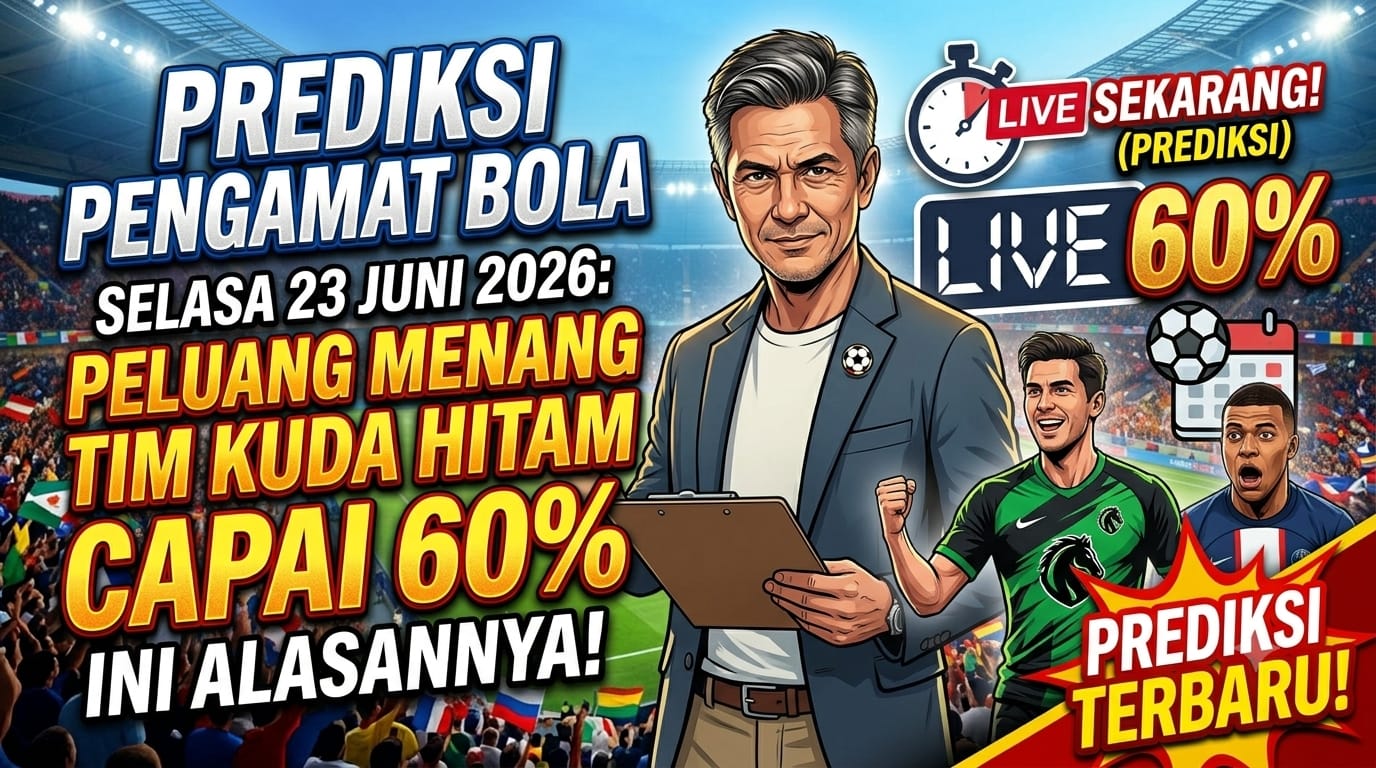 Prediksi Pengamat Bola Selasa 23 Juni 2026: Peluang Menang Tim Kuda Hitam Capai 60%, Ini Alasannya!