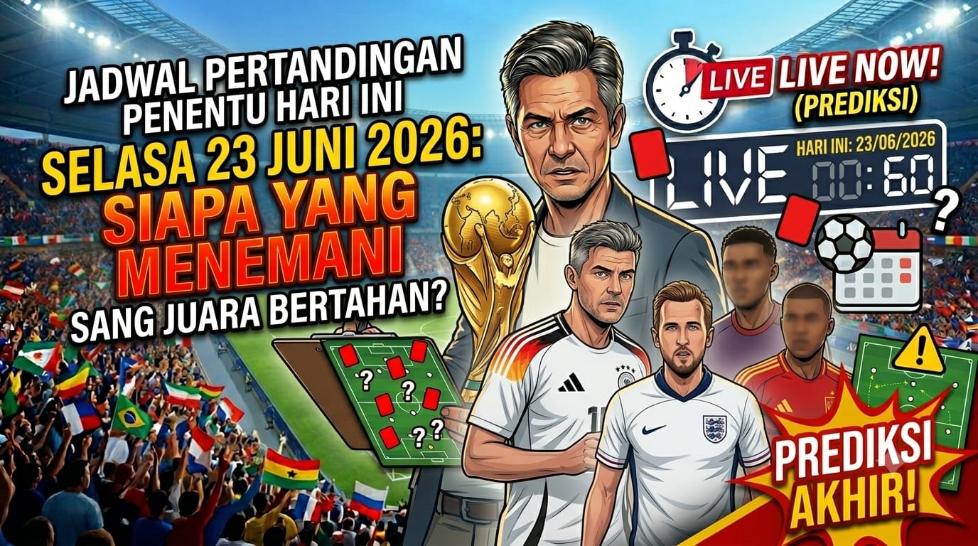 Jadwal Pertandingan Penentu Hari Ini Selasa 23 Juni 2026: Siapa yang Menemani Sang Juara Bertahan?