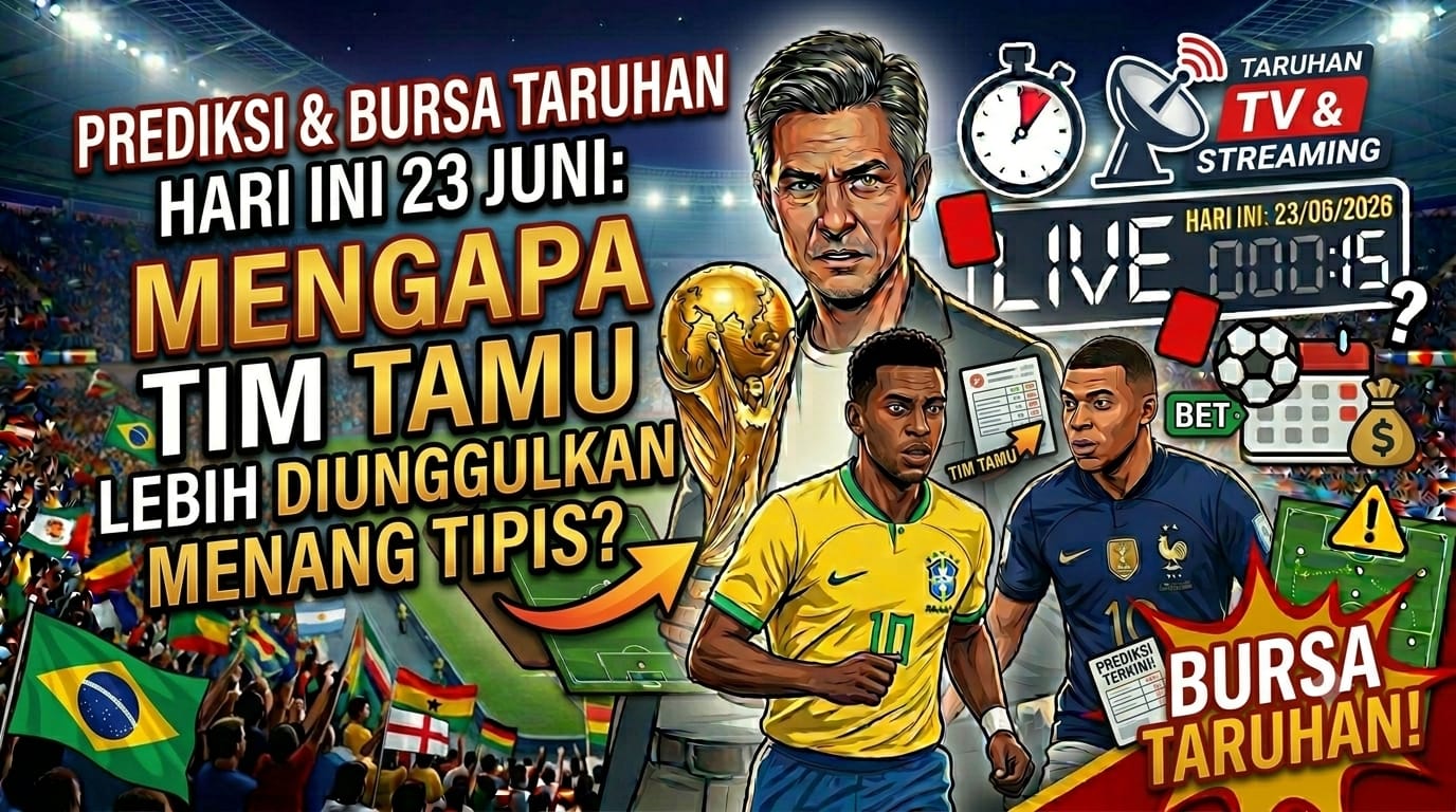 Prediksi dan Bursa Taruhan Hari Ini 23 Juni: Mengapa Tim Tamu Lebih Diunggulkan Menang Tipis?