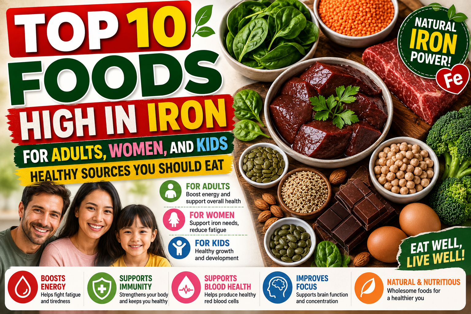 Top 10 Foods High in Iron for Adults, Women, and Kids: Healthy Sources You Should Eat