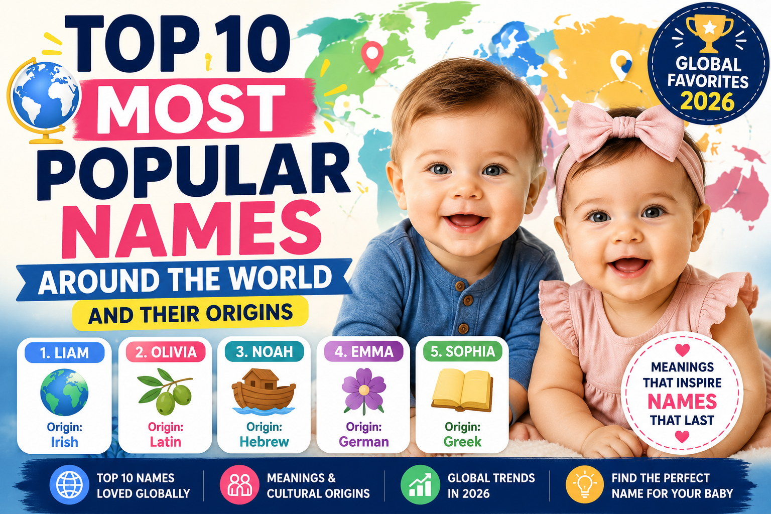 Top 10 Most Popular Names Around the World and Their Origins